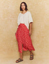 Red Ditsy Floral Sadie Midi Skirt