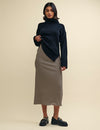 Diagonal Stripe Jersey Ruched Midi Skirt