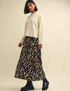 Petite Animal Print Drawstring Waist Midaxi Skirt