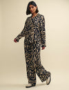 Animal Print Wide Leg Drawstring Trousers