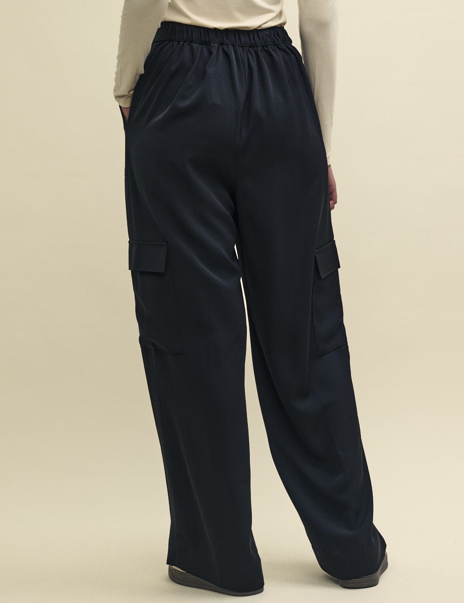 Black Pull-On Relaxed Pocket Detail Trousers