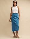 Denim Light Wash Wrap Midi Skirt