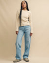 Blue Light Wash Denim High Rise Relaxed Straight Leg Jeans