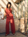 Terracotta Linen-blend Relaxed Tailored Trousers