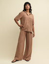 Brown Geometric Print Wide Leg Trousers