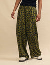 Green Animal Print Full Length Wide Leg Zeena Trousers