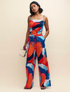 Abstract Print Wide Leg Drawstring Beach Trousers