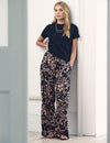 Brown Floral Wide Leg Trousers