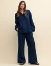 Navy Blue Wide Leg Trousers