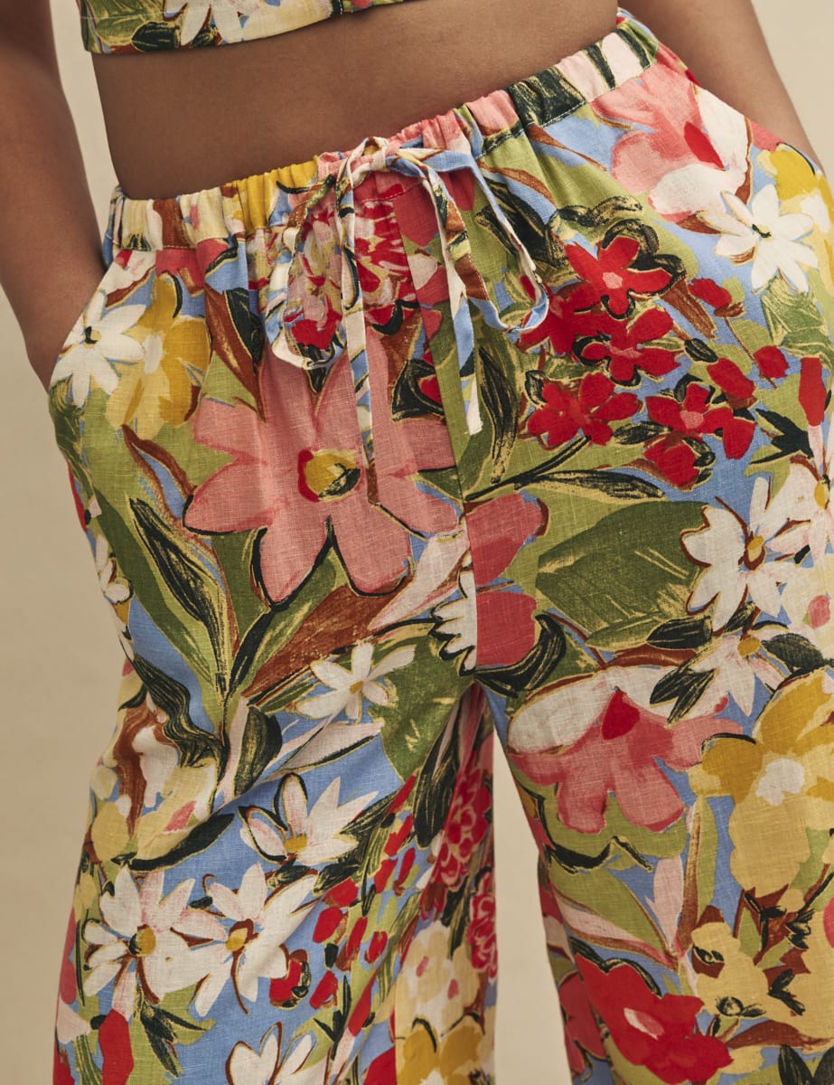 Petite Floral Drawstring Trousers