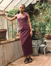 Plum Linen-blend Midi Skirt