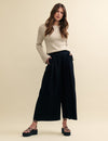 Black Wide Leg Cropped Zeena Trousers