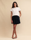 Black Linen-blend Mini Skirt