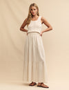 Cream Linen-blend Maxi Skirt