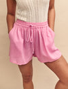 Pink Linen-blend Shorts