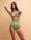 Lime Green Gingham Bikini Top