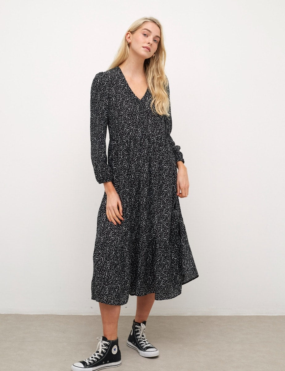 Izzy Black Midi Dress