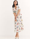 Cream Ditsy Floral Daisy Midi Dress