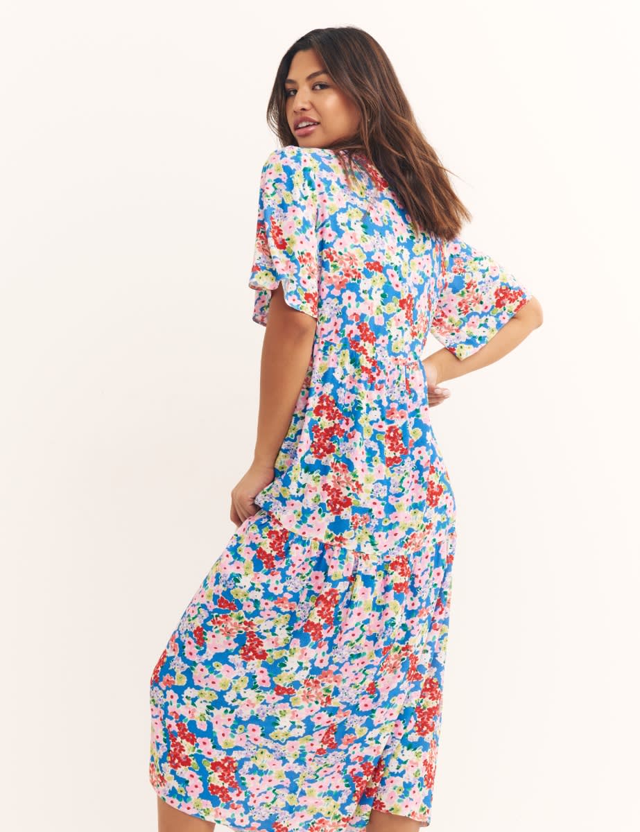 Blue Ditsy floral Clementine Midi Dress