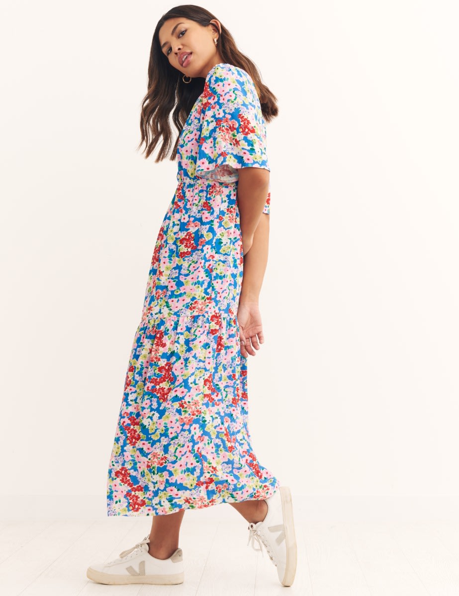 Blue Ditsy floral Clementine Midi Dress