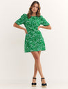 Green Animal Print Short Sleeve Nicola Mini Dress