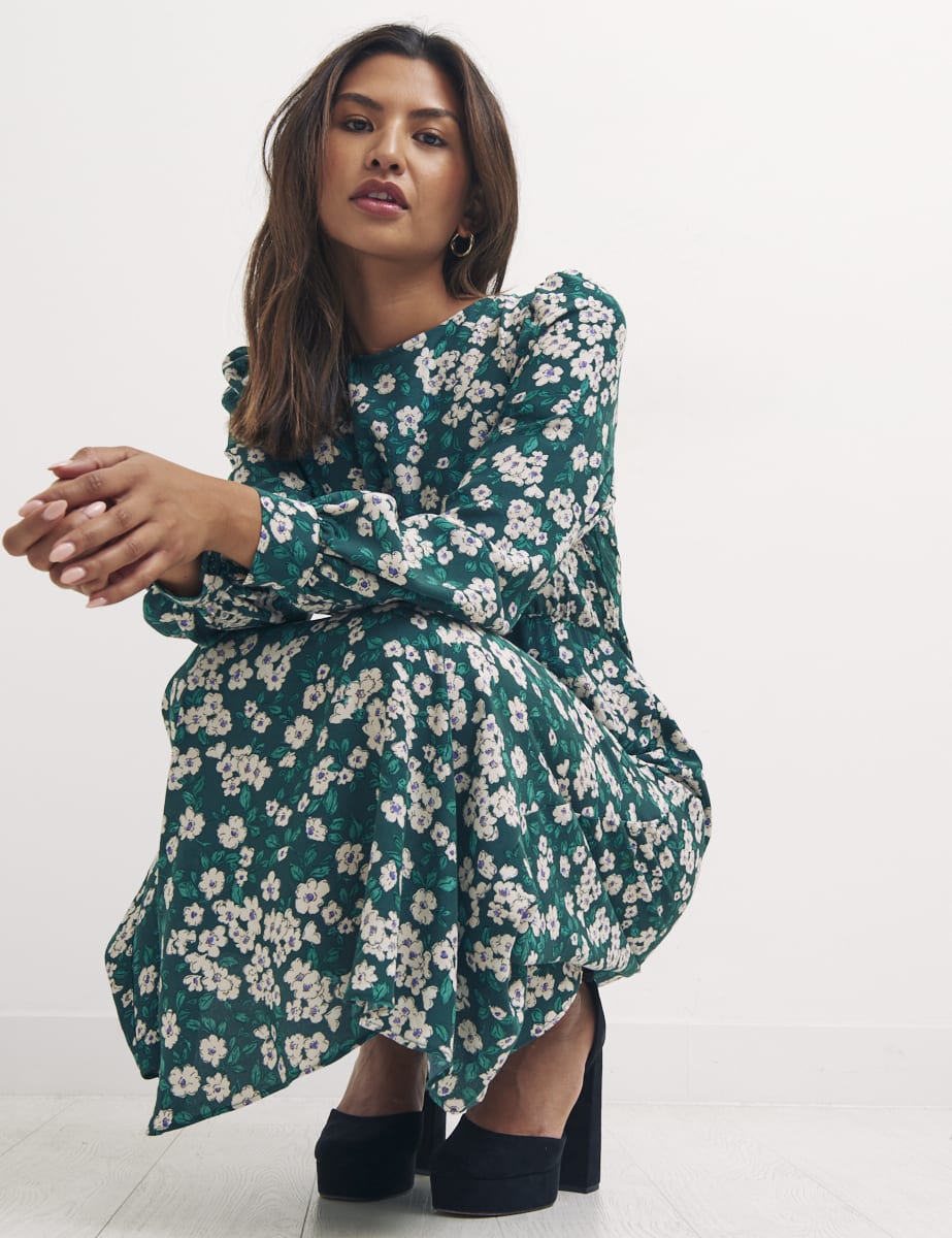 Green Millie Floral Imogen Midi Dress