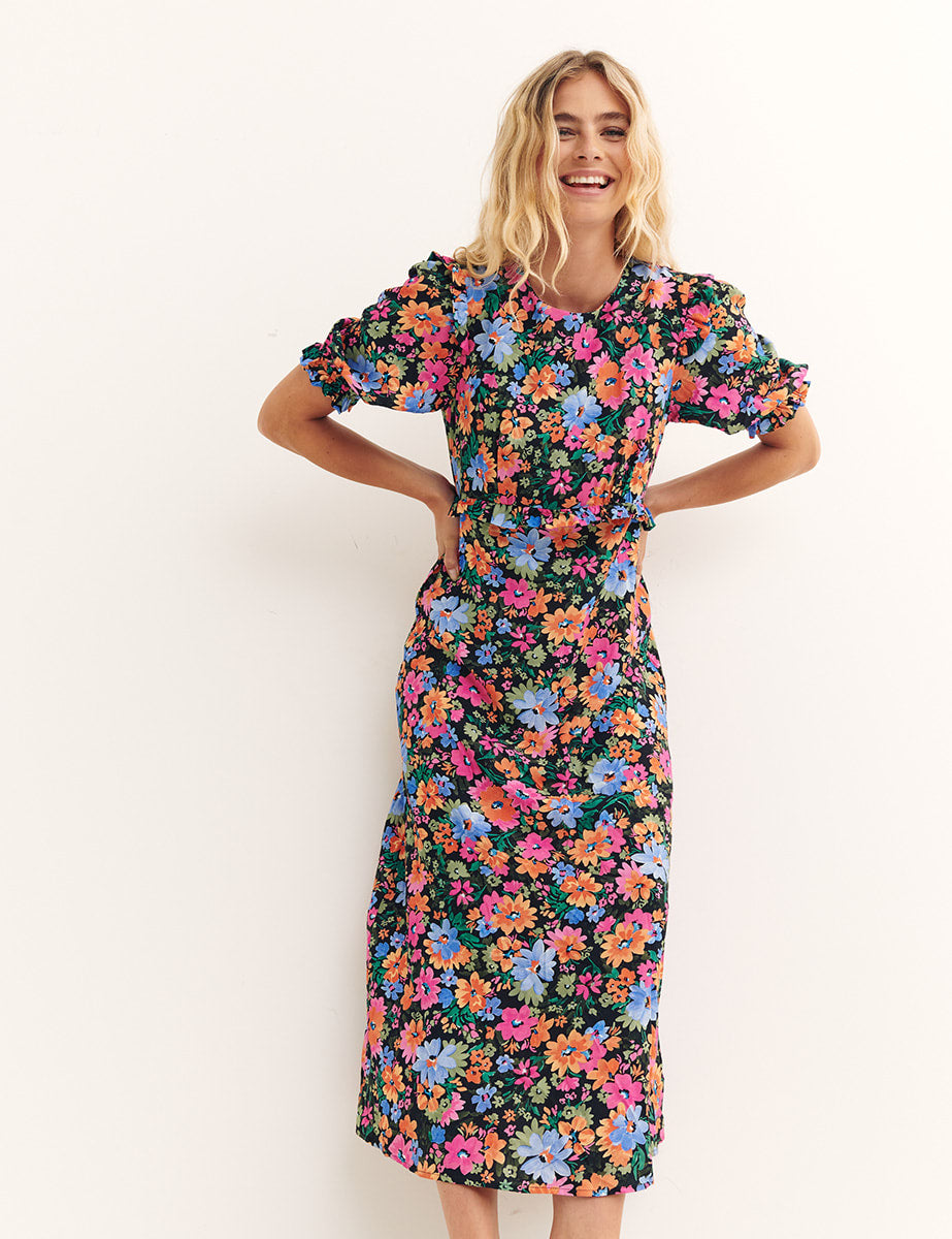 Multi Big Esme Floral Bloom Felicia Midi Dress