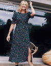 Fearne Cotton Dahlia Ditsy Black Luna Midi Dress