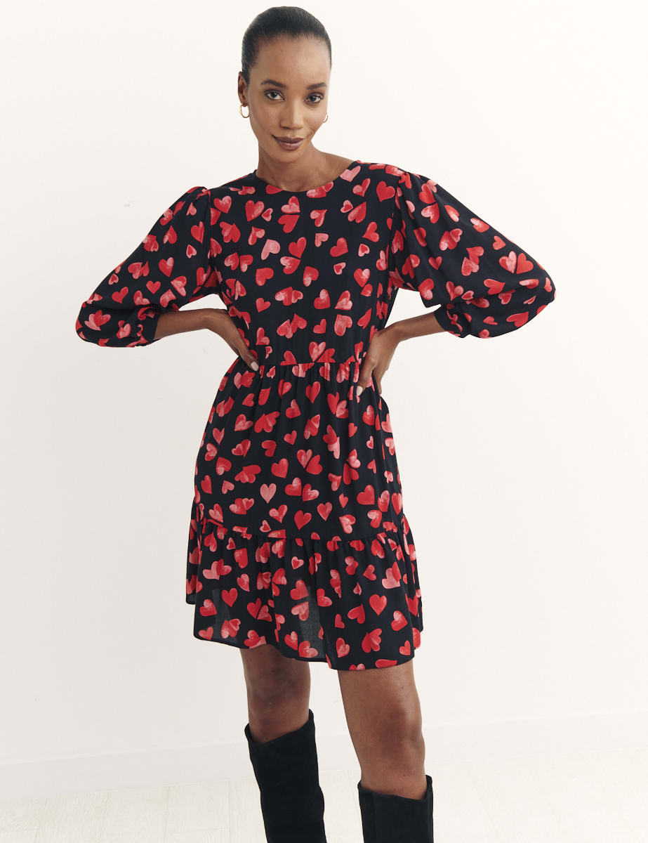 Black Meredith Heart Rochelle Mini Dress