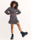 Black Nadia Cherry Serena Long Sleeve Mini Dress