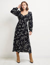 Black Hettie Heart L/S Rosie Midi Dress