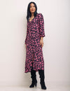 Black Violet Animal Pink Long Sleeve Rosie Midi Dress