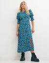 Aurelia Floral Blue Luna Midi Dress