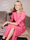 Fearne Cotton Spot Jaquard Pink Luna Midi Dress