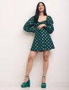 Taffeta Spot Green Mary Mini Dress