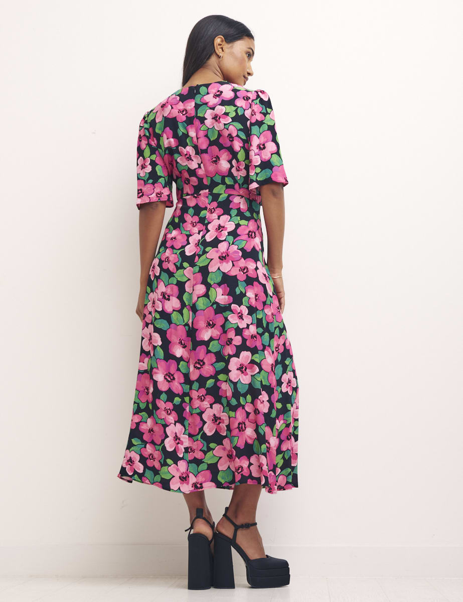 Billie Floral Pink Octavia Midi Dress