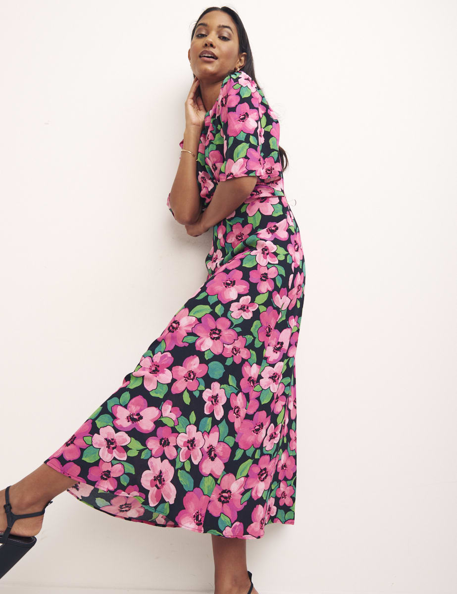 Billie Floral Pink Octavia Midi Dress