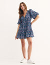 Navy Ditsy Floral Vienna Mini Dress