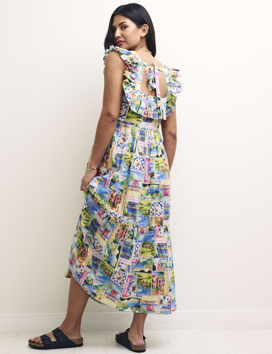 Postcard Print Cassidy Midi Dress