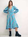 Blue Check Long Sleeve Ammie Dress