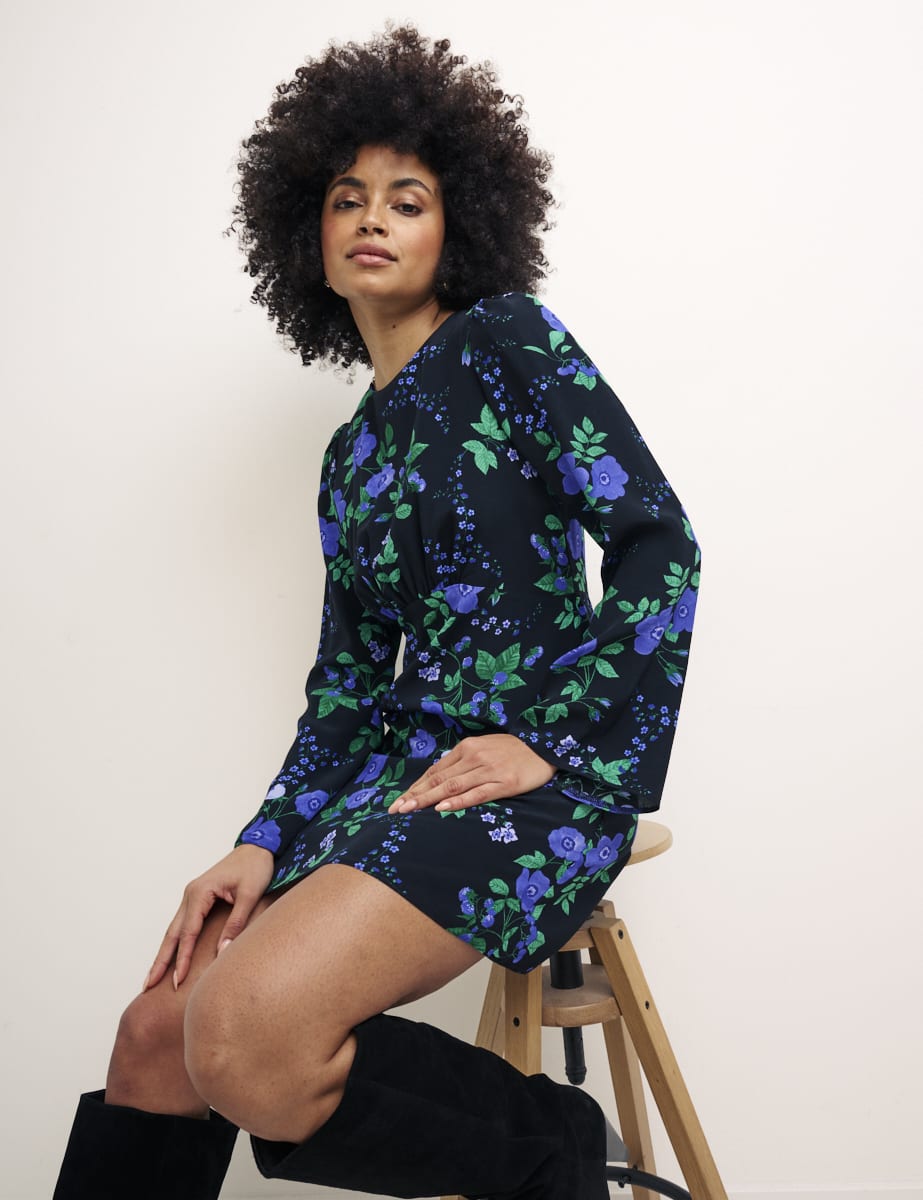 Black Floral Mikhalia Mini Dress