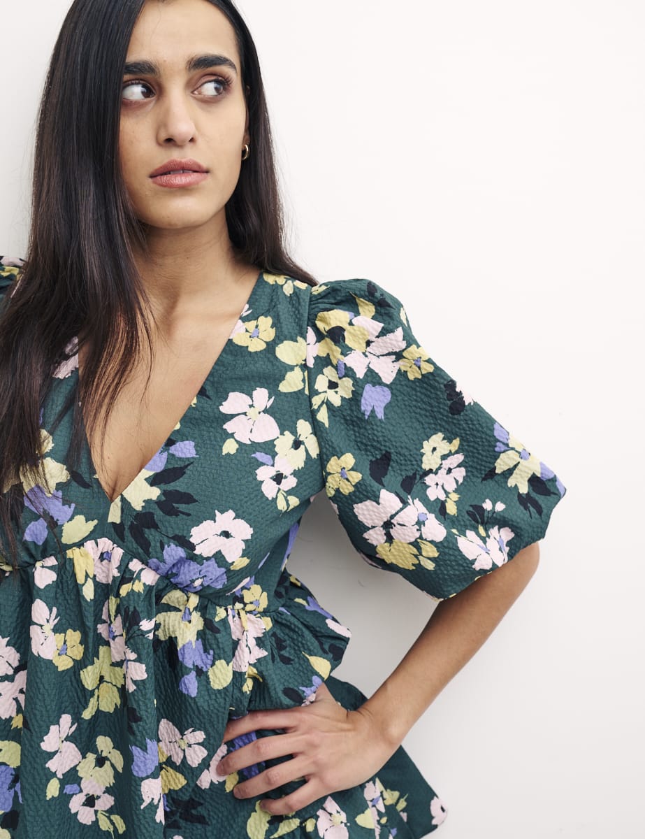 Green Floral Vienna Mini Dress