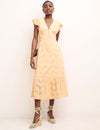 Peach Broderie Azalia Midi Tea Dress