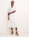 White Demi Broderie Midi Dress