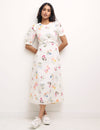 White Floral Broderie Felicia Midi Dress