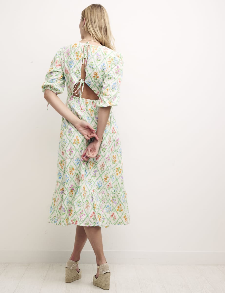 Floral Dominique Broderie Midi Dress