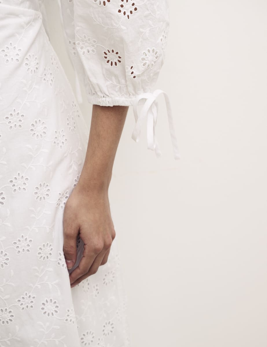 White Dominique Broderie Midi Dress