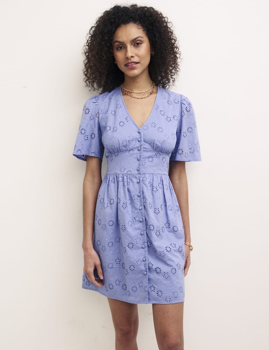 Blue Borderie Petite Mietta Mini Dress