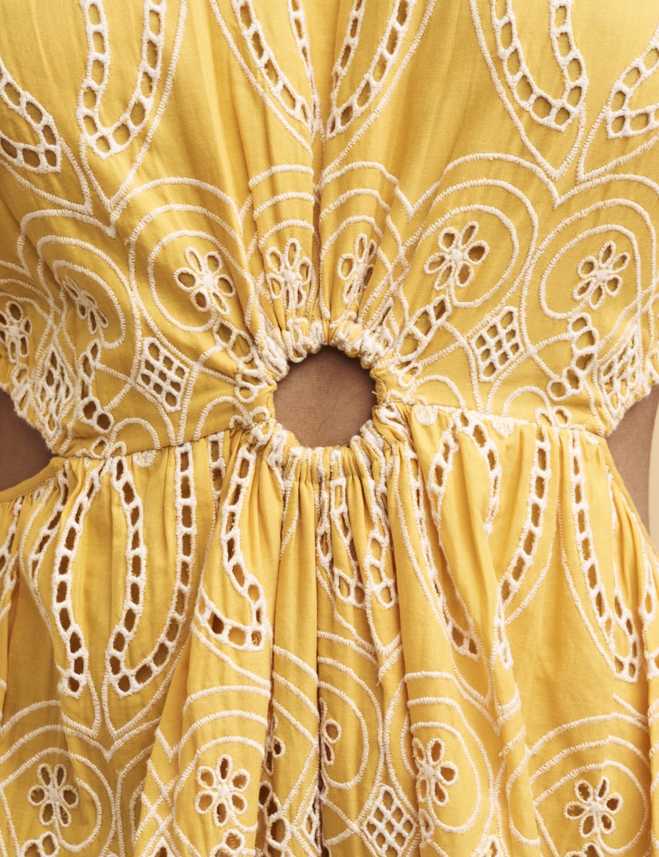 NC Boutique Yellow Broderie Anglaise Paris Mini Dress