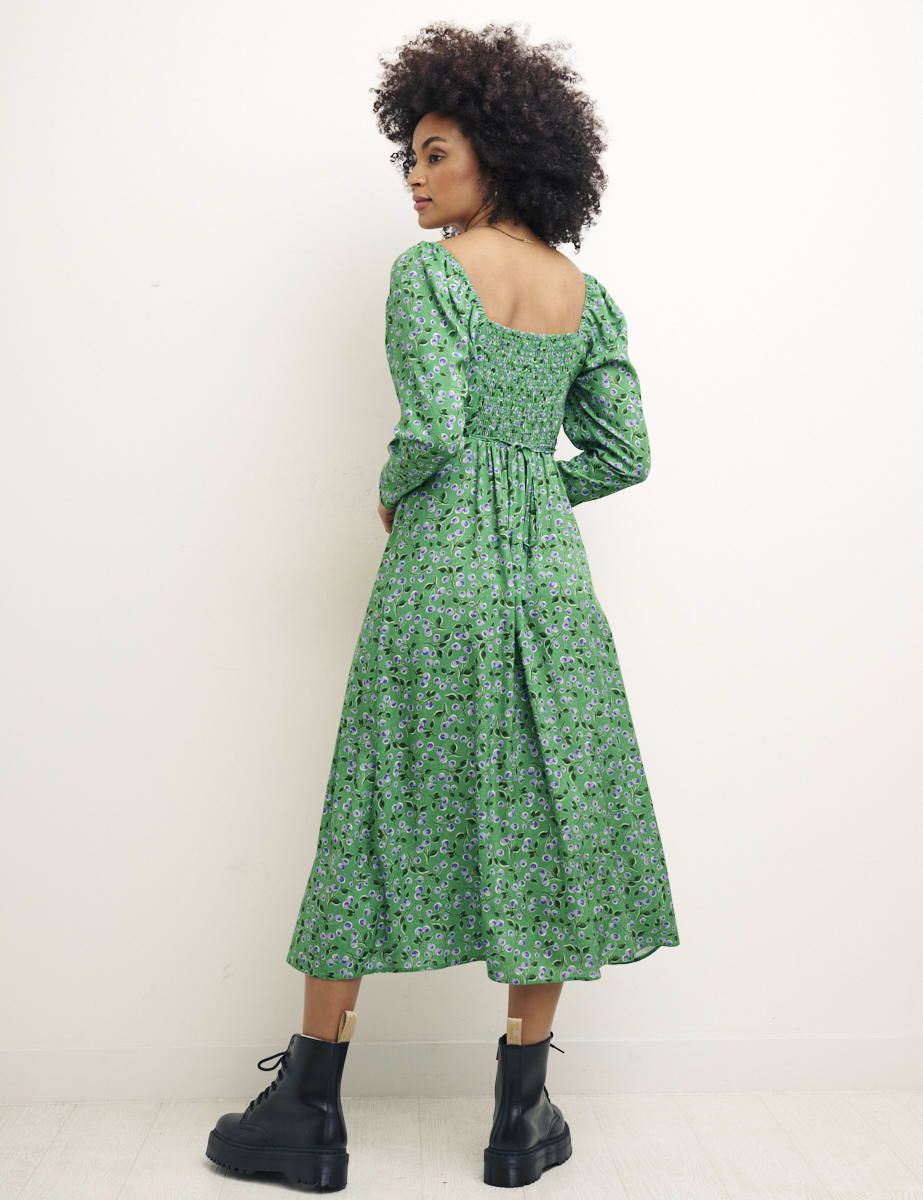 Alora Cherry Green Abby Midi Dress